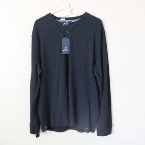 Ben Sherman NWT Henley Long Sleeve T shirt Black Size XL